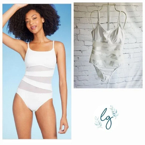 Shade & Shore, Women's Mesh Front One Piece Swimsuit, BT7-BN - Picture 1 of 4